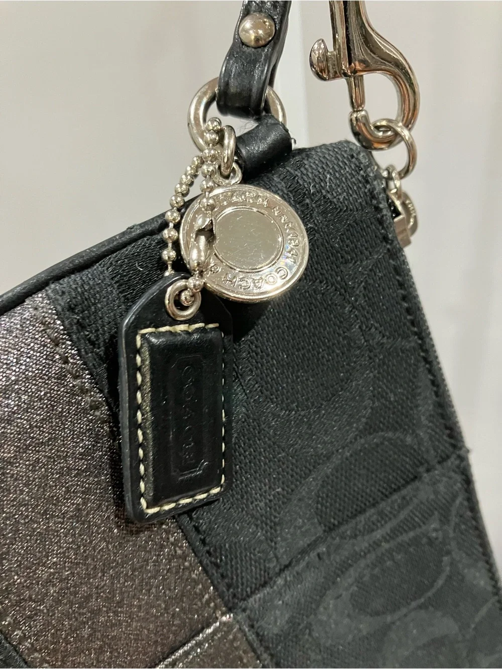 Coach Black Wristlet with legacy lining